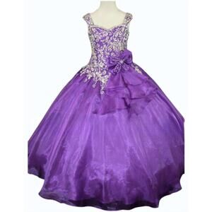 NEW LITTLE ROSIE girl's long pageant dress in purple